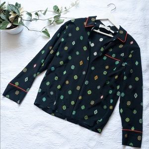 Kenzo X H&M silk blouse top sz 4 (M14)